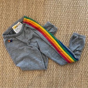 Aviator Nation 5 Stripe Sweatpants, Heather Grey, Size XS